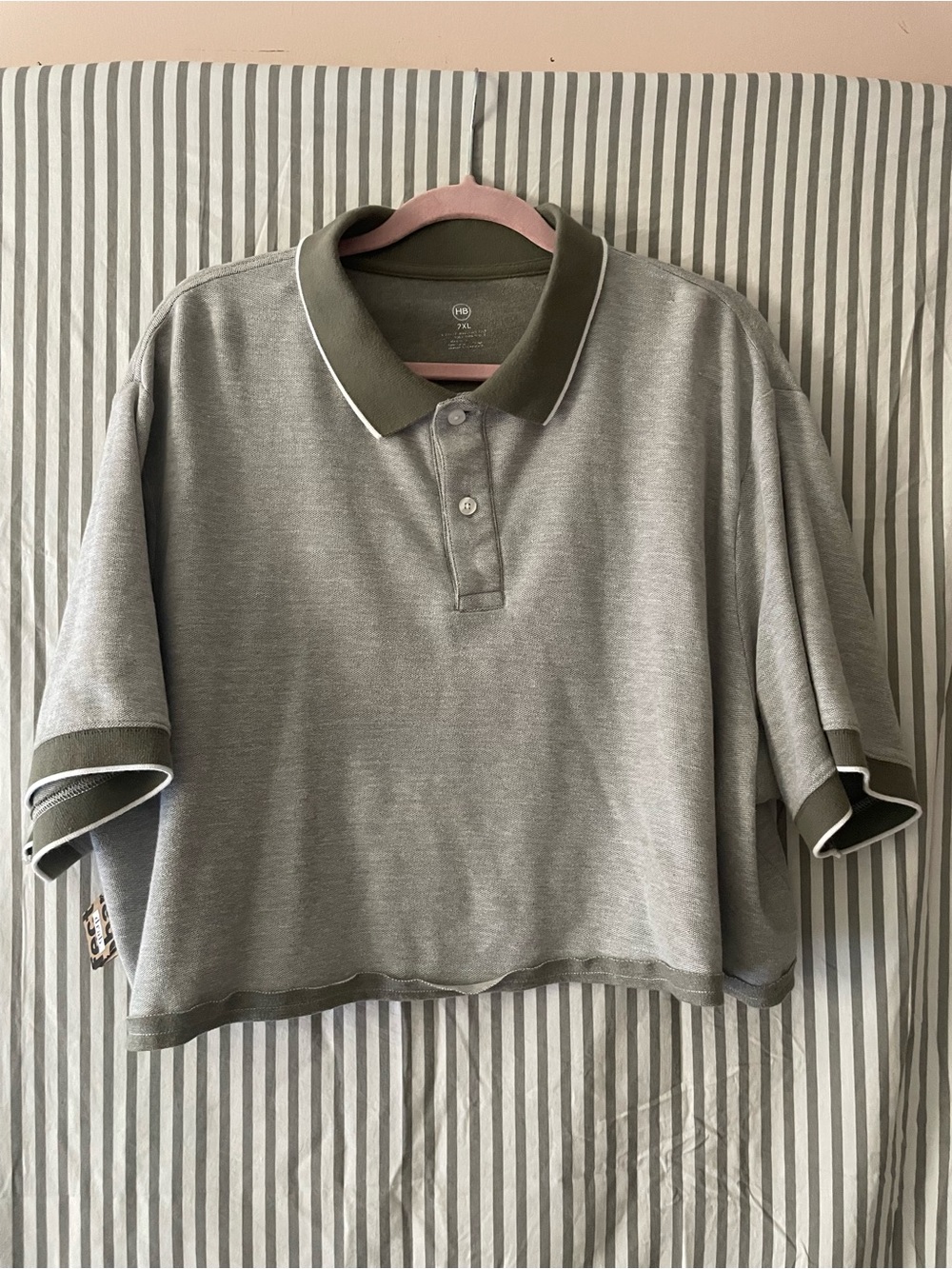 Olive Grey Polo Crop Top